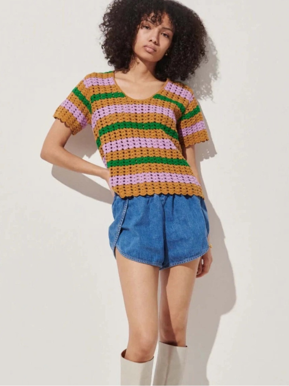 Rachel Comey Sousel Top Amber Multi Hand Knit Crochet Top, Small - Picture 4 of 8